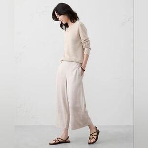 Banana Republic Wide Leg High Rise Crop Linen Pants 568213 Flax Women's‎ Small